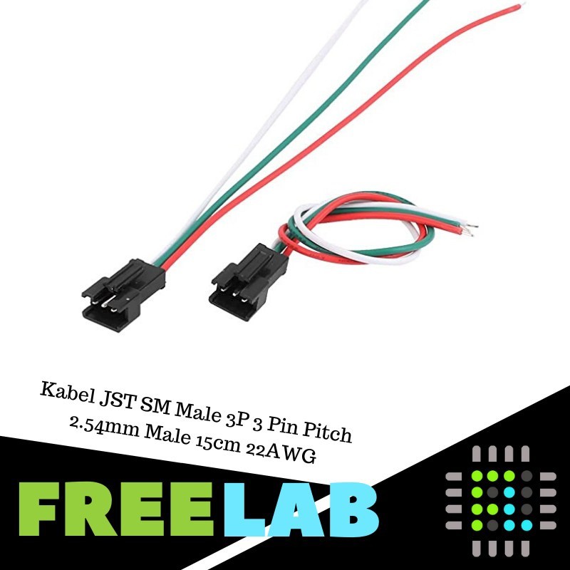 JST SM ชาย 3P 3 Pin Pitch 2.54 มม.ชาย 15 ซม. 22AWG สาย