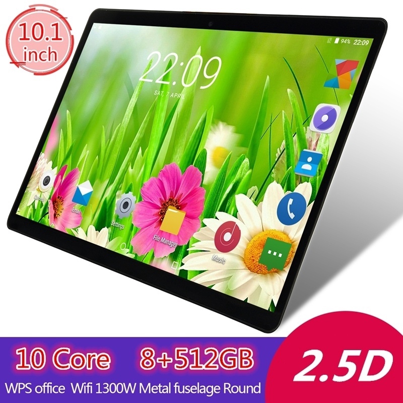 2.5D Android 8.1 Tablet 10.1-inch 8GB + 512GB Octa-core Dual SIM Card Tablet PC YouTube