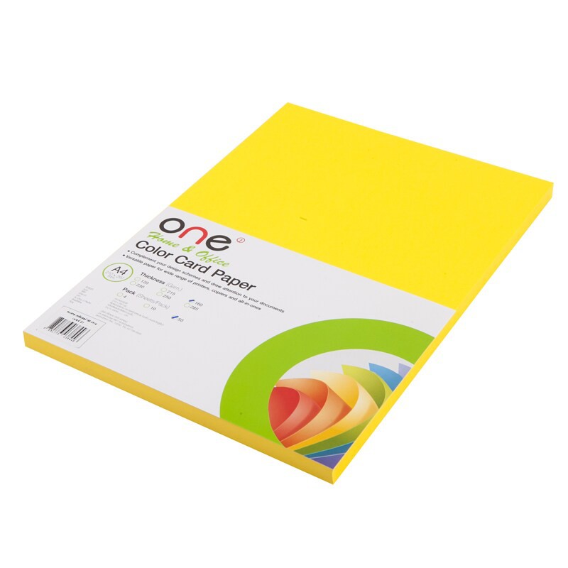 กระดาษการ์ดสี 21 160 แกรม สีเหลืองเลม่อน (50 แผ่น) ONE 21 color card paper, 160 grams Lemon color (5