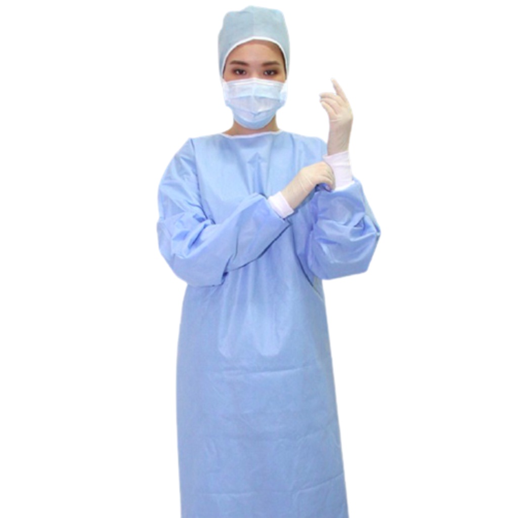 เสื้อกาวน์ผ่าตัดปลอดเชื้อ Surgical Gown SMMMS+ Reinforce สีน้ำเงิน ฟ้า ราคา ถูกที่สุด ดีลบีเคเค รูปภาพหลัก