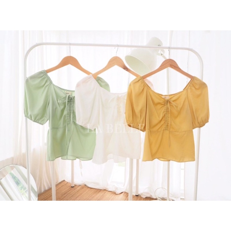 [ของใหม่] เสื้อรูดหน้า daisy top สีขาว labelle_clothing_brand ป้ายห้อย matchbox