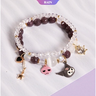 Sanrio Kawaii Kuromi StellaLou สร้อยข้อมือ จี้คริสตัลคู่ แฟนตาซี แฟนตาซี ของขวัญวันเกิด [RAIN]