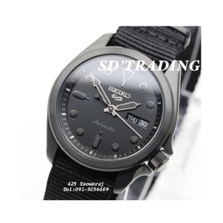 SEIKO 5 SPORT AUTOMATIC 2019 รุ่น SRPE69k1 - Black สายไนรอน ผ้าร่มดำ ขอบเรียบ