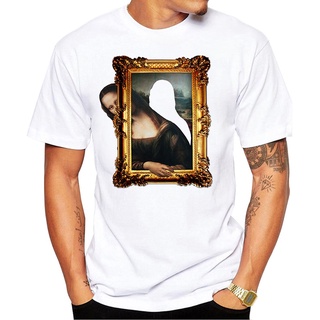 T-shirt  ใหม่ เสื้อยืดคอกลม แขนสั้น พิมพ์ลาย Mona Lisa 3 มิติ ตลก แฟชั่นฤดูร้อน สําหรับผู้ชายS-5XL