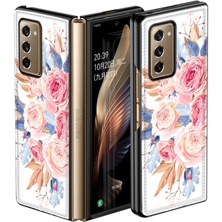 เคสโทรศัพท์มือถือหนัง Pu ลายดอกไม้กวางสําหรับ Samsung Galaxy Z Fold 2 Galaxy Z Z 2