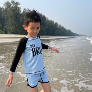 Kid Swim set เซทชุดว่ายน้ำเสื้อ-กางเกงสีฟ้า Hey Bro!