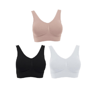 Wacoal Seamless Bra set 3 ชิ้น บราสวมหัว ไร้โครง ไร้ตะเข็บ รุ่น WH9C24 สีเบจ สีดำ สีครีม