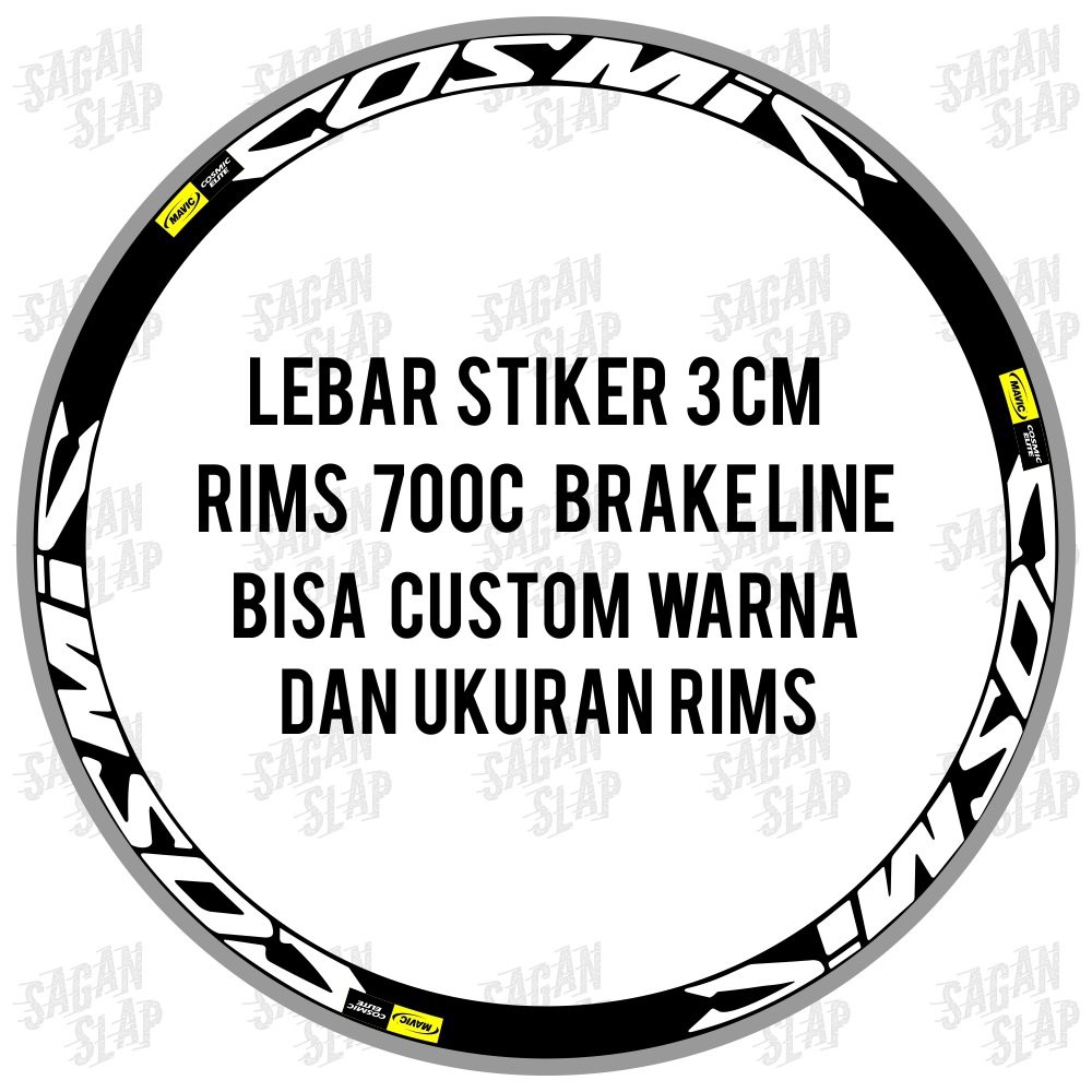 สติ๊กเกอร์รูปลอก Mavic Cosmic กว้าง 3 ซม. ขอบ 700c Roadbike Fixie Bike