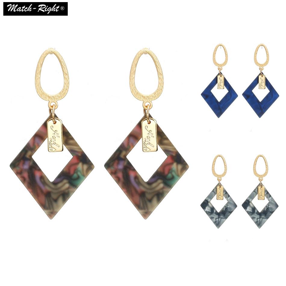 ต่างหูกลวงหลายสีคริลิคย้อนยุค  Statement Earrings Acrylic Hollow out Retro Drop Earrings