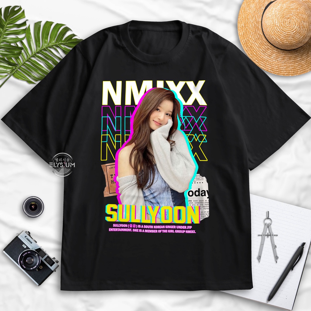 คอตต้อนคอกลมเสื้อยืด พิมพ์ลาย Sullyoon NMIXX JYP Entertainment สําหรับผู้ชาย | Nswer สมาชิกศิลปินเกา