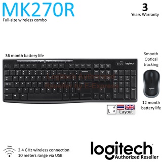 Logitech Wireless Keyboard and Mouse รุ่น MK270r แป้นภาษาไทย/อังกฤษ ของแท้ ประกันศูนย์ 3ปี เมาส์และคีย์บอร์ด ไร้สาย