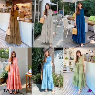 Maxi Dress เดรสยาวกระดุมหน้า แขนกุด เย็บรูดชั้นๆทรงน่ารักสุดๆ