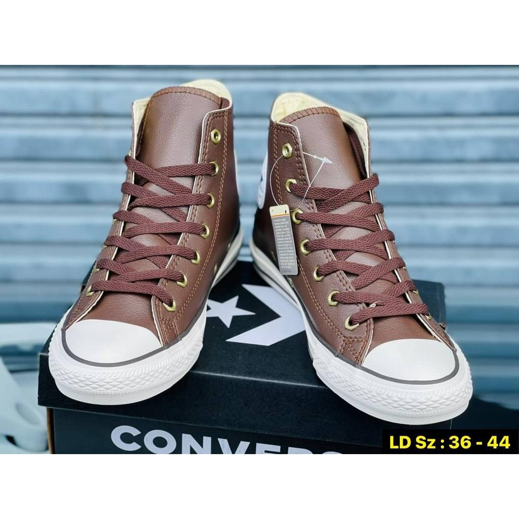 Converse หนังหุ้มข้อ รองเท้าผ้าใบผูกเชือกพร้อมกล่อง