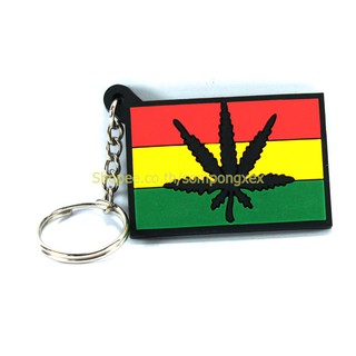 POT LEAF GANJA MARIJUANA RASTA FLAG  พวงกุญแจยาง ของขวัญ พรีเมี่ยม รถมอเตอร์ไซค์ รถยนต์ สเก็ตบอร์ด ตบแต่ง KCO178