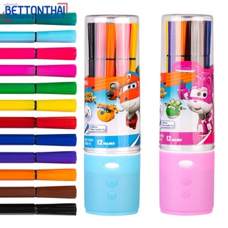 Deli C150-12 Felt Pen 12 Colors สีเมจิก ปากกาสีน้ำ 12 สี ล้างทำความสะอาดได้ ปลอดสารพิษ ไม่มีกลิ่นฉุน เครื่องเขียน สีน้ำ