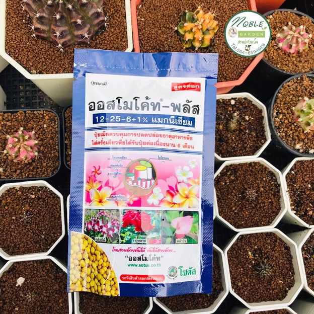 ปุ๋ยออสโมโค้ท - พลัส ขนาด 100 กรัม สูตรดอก  สูตร 12-25-6+1%  เร่งดอก ปุ๋ยละลายช้า