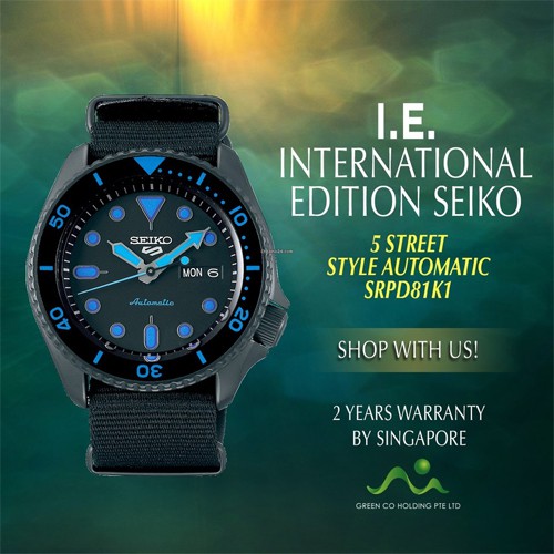 Seiko 5 Sport Automatic นาฬิกาข้อมือผู้ชาย สายผ้า รุ่น SRPD81K1,SRPD81K,SRPD81