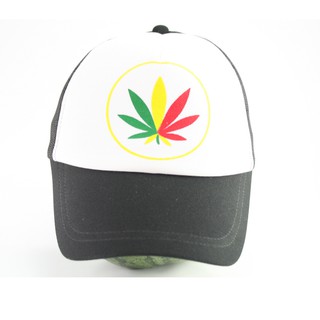 สินค้าราสต้า Cap White Color Rasta Leaf หมวกแก๊ปราสต้าสีขาว-ดำ ลายใบไม้ เขียว เหลือง แดง