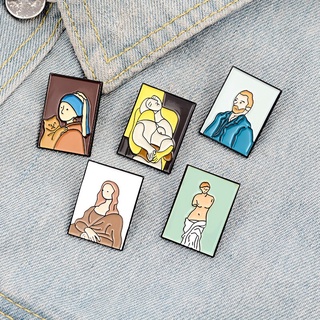 Renaissance เข็มกลัดแฟชั่น รูปภาพวาดศิลปะ Van Gogh Mona Lisa Picasso Pins ของขวัญ สําหรับเพื่อน