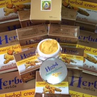 HERBAL เฮอร์เบิล ขมิ้นเฮิร์บ ครีมสมุนไพร Herb ขมิ้นเกรด A 5 กรัม กล่องเหลือง ( 1 ชิ้น )