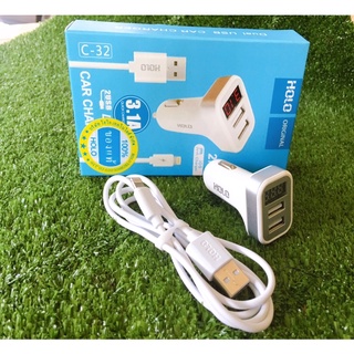 HOLO 2in1ชุดชาร์จรถ ของ Car Charger LCD 2USB หัวชาร์จโทรศัพท์ในรถ