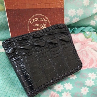 crocodile bifold wallet black จระเข้ กระเป๋าสตางค์