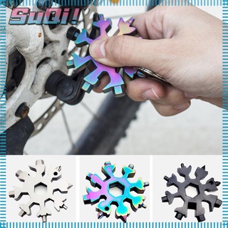 SUQI 18 In 1 Outdoor Snowflake Tool Card Survive Spanner Wrench Key Ring Portable Hike Multipurpose Camp Opener/Multicolor