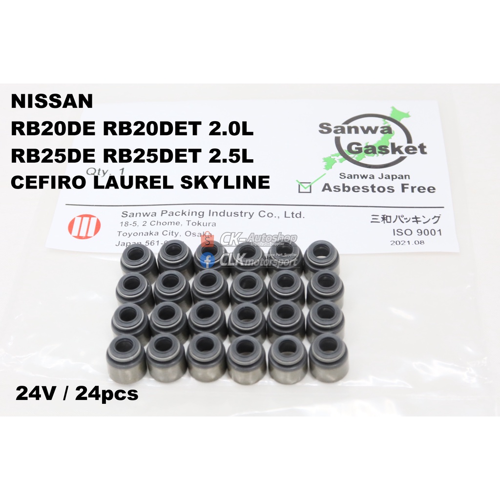 SANWA Japan Viton Valve Seal - Nissan RB20 RB20DET 2.0L RB25 RB25DET 2.5L Skyline GTT GTS R31 R32 R3