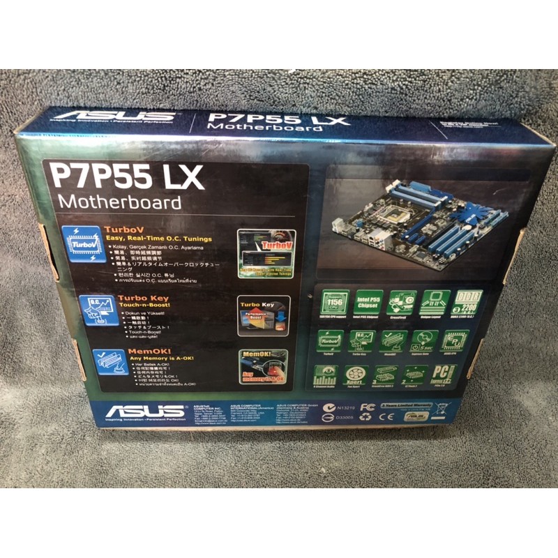 เมนบอร์ด Mainboard Asus P7P55 LX Socket1156 ,DDR3 ร่อง+ฝาหลัง
