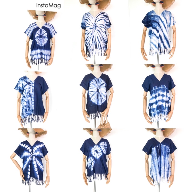 เสื้อมัดย้อม เสื้อกะเหรี่ยงมัดย้อม เสื้อมัดย้อม ฟรีไซส์ อก 44 ยาว 27 (รวมพู่ )