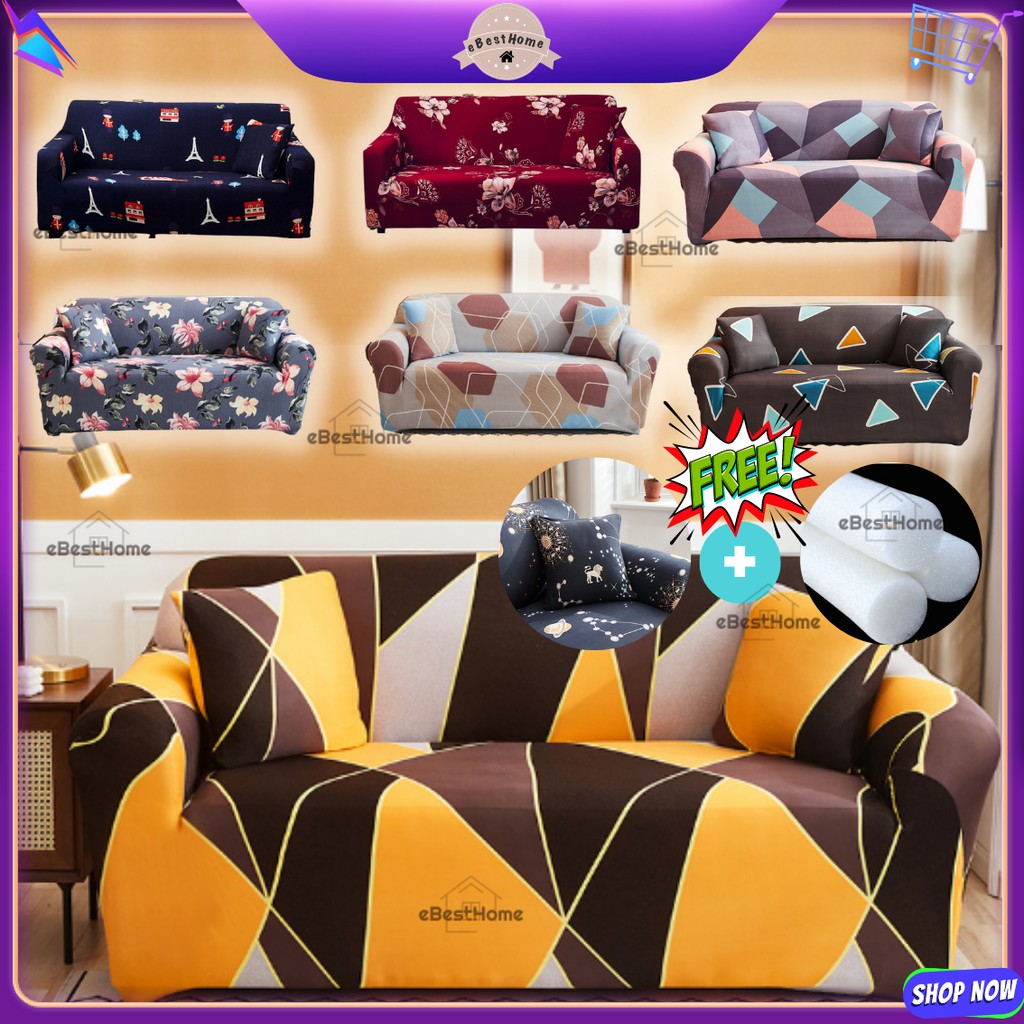 FLOWER PATTERN SOFA COVER EASY TO INSTALL CUSHION COVER 3 ที่นั่ง SOFA COVER