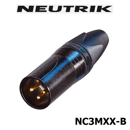 Neutrik NC3MXX-B XLR ตัวผู้ 3 pole male connector with black metal housing and gold contacts