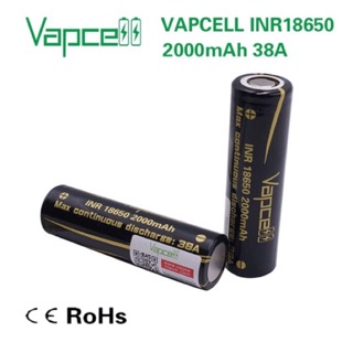 Vapcell INR18650 2000mAh 38A 2ก้อนแถมกระเป๋าใส่ถ่าน ของแท้💯