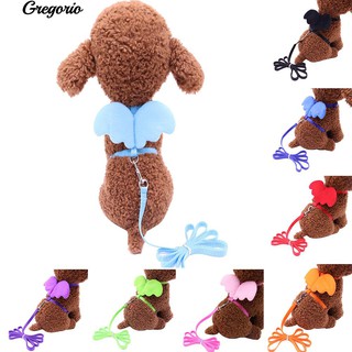 Gregorio ของแข็งสีปีกมินิไนล่อน harness สายรัดหน้าอก หมา แมว สัตว์เลี้ยง leash ตะกั่ว