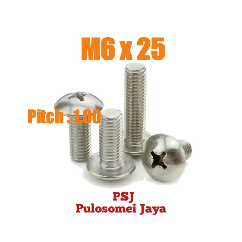 JT Stainless Bolt M6 x 25 / SS ร่ม Bolt M6 x 25 / JT SS M6 x 25