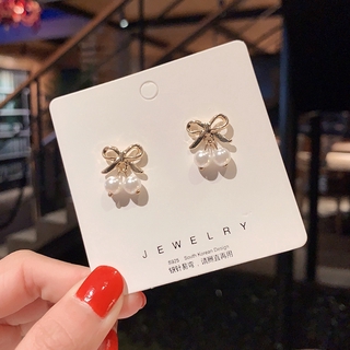 925 Silver Post Korean Super Fairy Bow Earrings Temperament Fashion Earrings