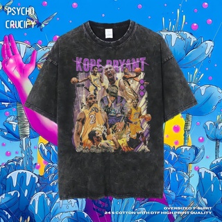 tshirtเสื้อยืดคอกลมฤดูร้อนเสื้อยืด ขนาดใหญ่ พิมพ์ลาย Psycho Crucify Kobe Bryant Black Mamba สําหรับผู้ชาย | หินล้างทําคว