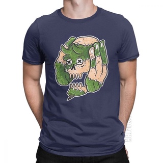 ผ้าฝ้ายคอกลมเสื้อยืดแขนสั้น ผ้าฝ้าย พิมพ์ลายหัวกะโหลก Frankenstein Monster Skull Green Horror สําหรับผู้ชายfrom S-4XL