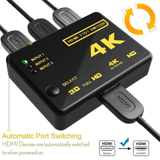 อะแดปเตอร์แปลงสายเคเบิ้ล Hdmi Switch 4K เข้า 3 ออก 1 HD 1080P 1x3 Hub สําหรับ PS4 3 TV Box HDTV PC