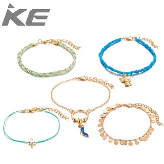 Foot accessories set creative diamond high heels big wild goose round tassel anklet 5-piece se