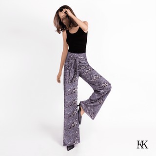 KK ONLINE Tied Pants (Limited Edition Prints) กางเกงผ้าพริ้วผ้าพิมพ์ลายดีเทลผูกผ้าด้านหน้า