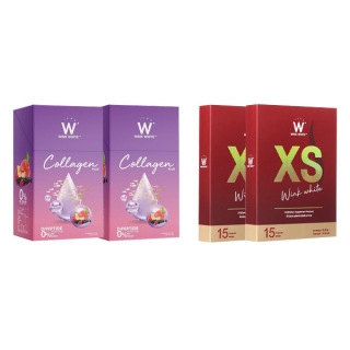 [เซ็ทสุดคุ้ม 4ชิ้น] WINK WHITE XS อาหารเสริมควบคุมน้ำหนัก 1+1/ W Collagen Plus ดับเบิ้ลยู คอลลาเจนพลัส 1+1