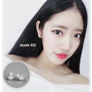 silver 925 ต่างหูเงินแท้ลายยีราฟ (ราคาต่อ 1 คู่)