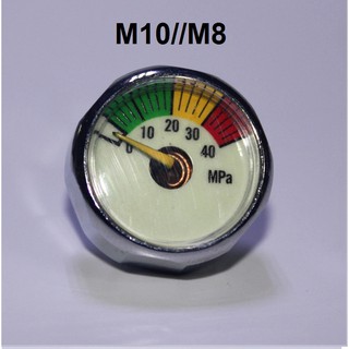 เกจ Gauge 40 MPA หน้าขาวขอบเงิน หน้า 25 มิล เกลียว M10x1 และ M8X1  สำหรับ PCP สูบ ปั๊มไฟฟ้า ฟรี ซุปเปอร์รีน