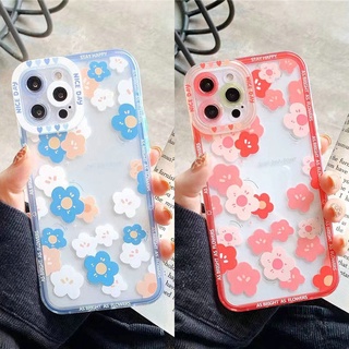 เคสมือถือ แบบนิ่ม ลายดอกไม้ สีฟ้า สีชมพู สีแดง สําหรับ VIVO V23E V23 V21E V21 4G 5G V20 V15 S1 Z1 X50 X60 Pro V9 Youth Y53S Y51 Y51A Y31 2021 Y33S Y21S Y21 Y52 Y72 5G