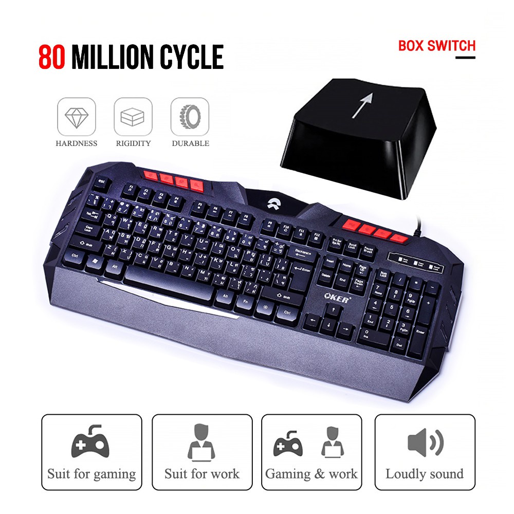 OKER KM-986 คีย์บอร์ดThe Clympus RGB Voice Control Rainbow Illuminated ...