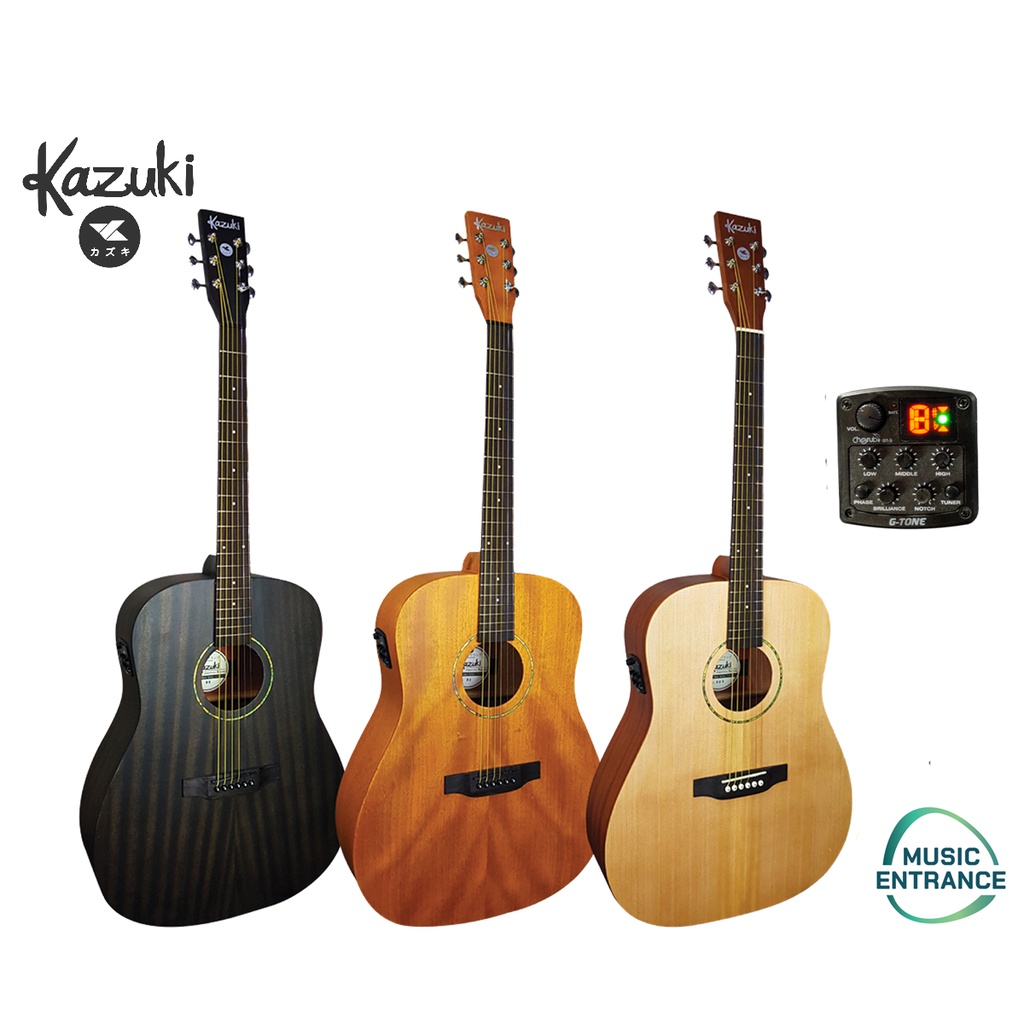 Kazuki D1E กีต้าร์ โปร่ง ไฟฟ้า 41 นิ้ว ( สำหรับ มือใหม่ ฟรี ปิ๊ก กีตาร์ กระเป๋า กีต้า คาโป้ )