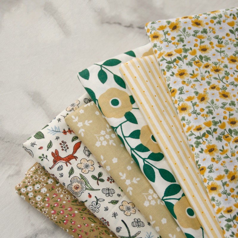 ผ้าฝ้ายพิมพ์ลายดอกไม้ฤดูใบไม้ร่วงสีเหลือง Fat Quarter Bundle handmade DIY patchwork ผ้านวมผ้า Tilda เย็บ kain