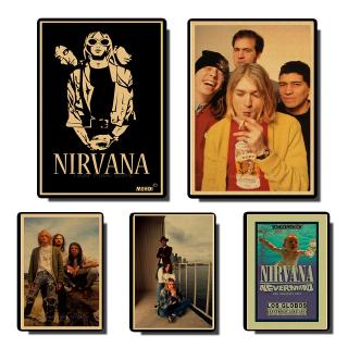 โปสเตอร์ ลาย Nirvana Kurt Cobain สไตล์วินเทจ สําหรับตกแต่งบ้าน หอพัก