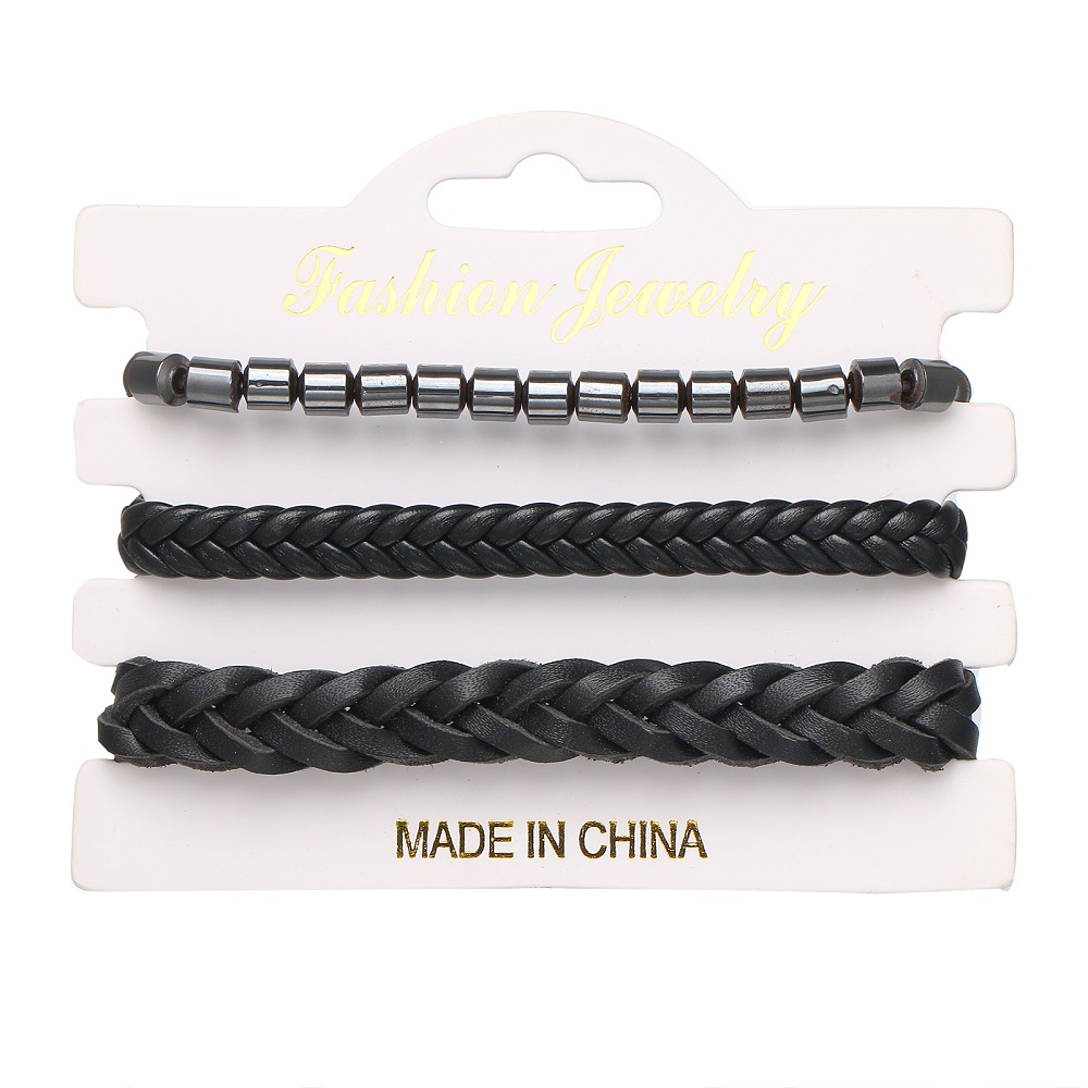 2021 Charm เครื่องประดับ Handmade สาน Hematite ปรับกําไลข้อมือผู้หญิง Vintage Multilayer หนังสร้อยข้อมือลูกปัด